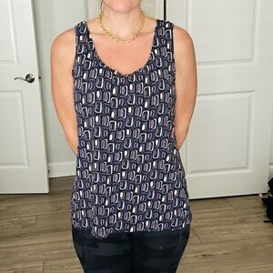 Chico's Black and White Geometric Tank Top